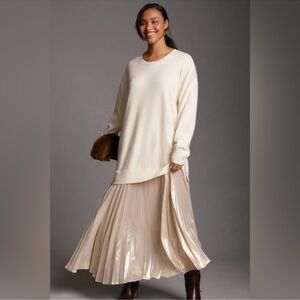 NWT Anthropologie Long-Sleeve Crew Neck Mockable
Pleated Maxi Jumper Dress
